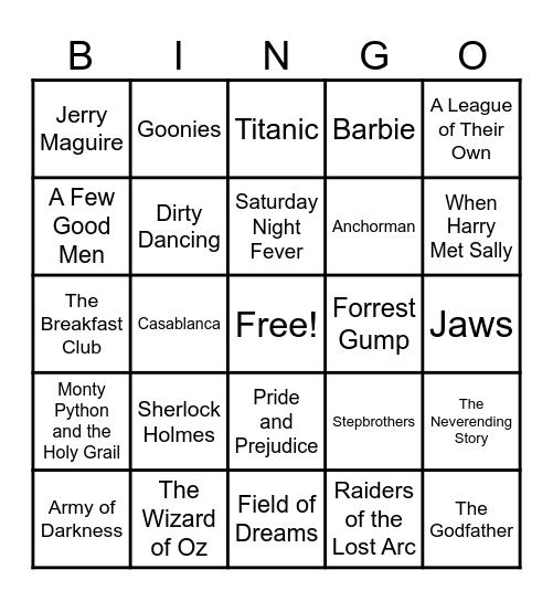 Famous Movie Quotes Bingo Card