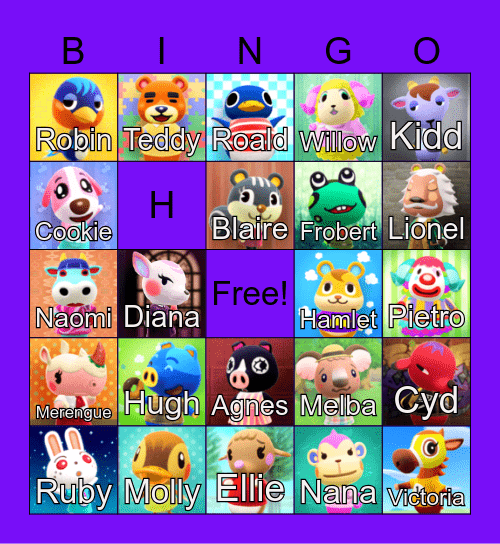 Animal Crossing Bingo Card