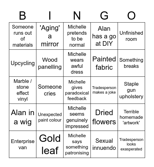 Interior design masters with Alan Carr BINGO Card