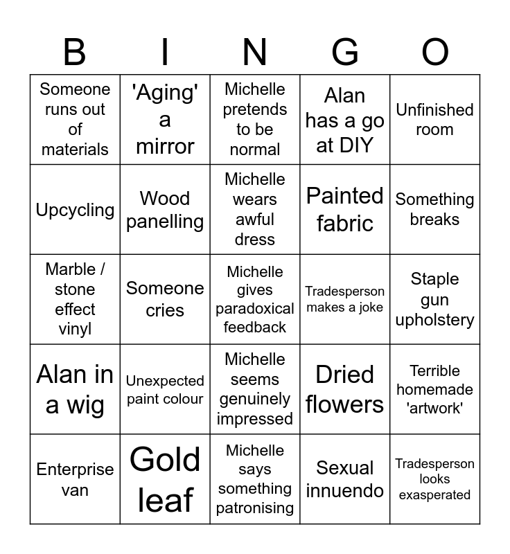 Interior design masters with Alan Carr BINGO Card
