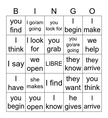 repaso segundo semestre - Esp1 Bingo Card