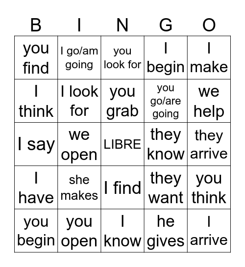 repaso segundo semestre - Esp1 Bingo Card