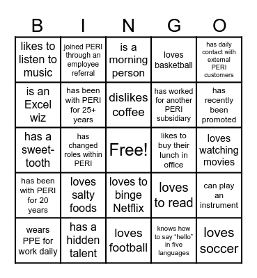 Someone who... Bingo Card