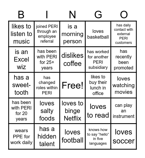 Someone who... Bingo Card