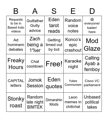 MABASED Bingo Card