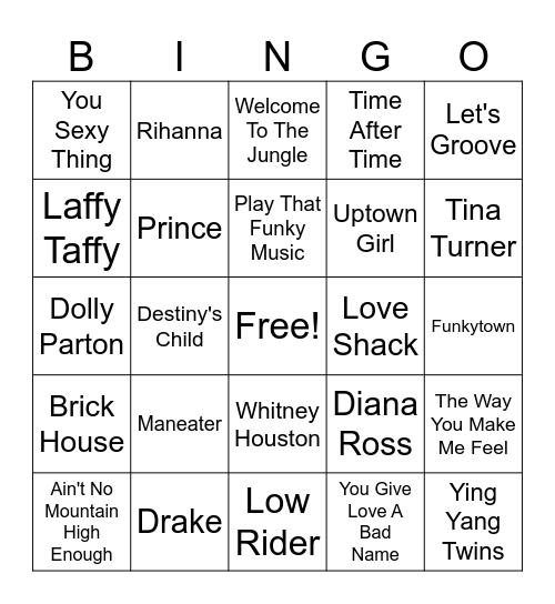 GCES Musical Bingo Card