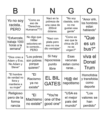 Derecha asi bien rancia - Bingo Card