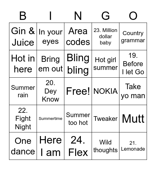 Summer vibes Bingo Card