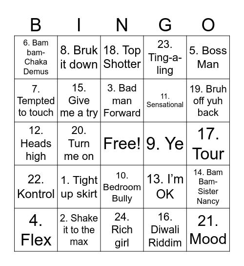 Island Gal Bingo Card