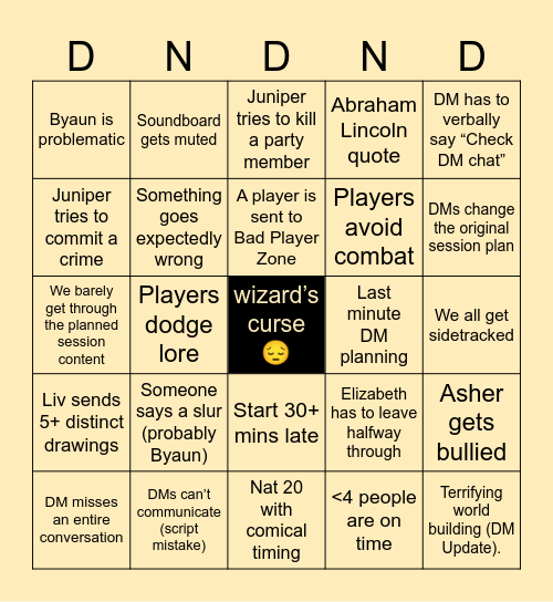 DnD BnBingo Card
