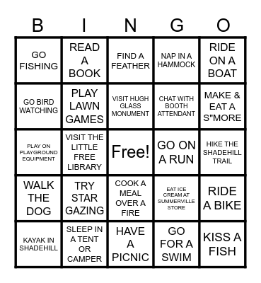 SHADEHILL CAMPGROUND BINGO Card