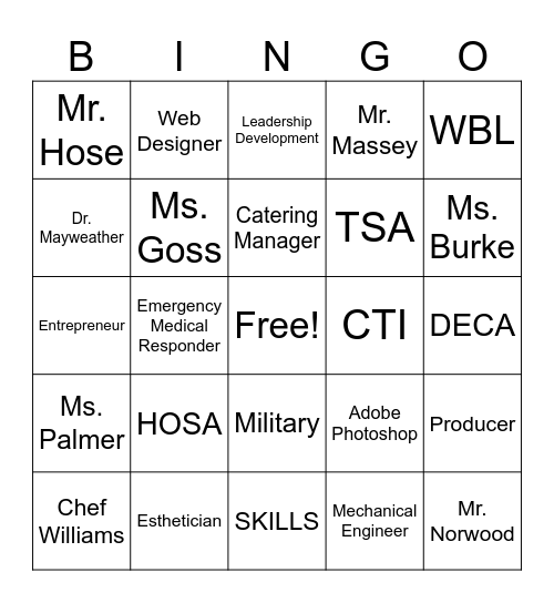CTAE BINGO Card