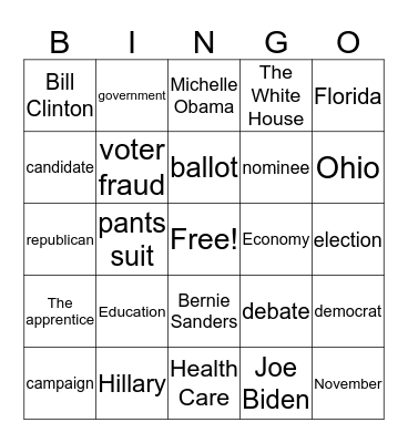 Election Night Bingo Card