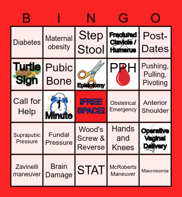 Shoulder Dystocia Bingo Card