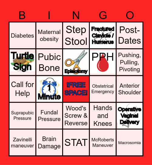 Shoulder Dystocia Bingo Card