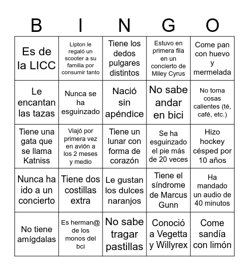 Bingo Dancing Bingo Card