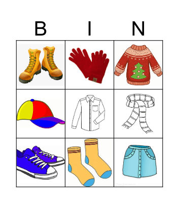 Clothes, clothes, clothes! Bingo Card