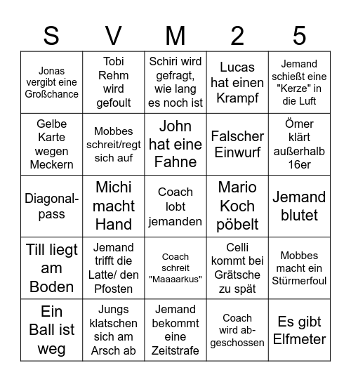 Saisonabschluss REAL Sportplatz Bingo Card