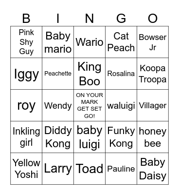 LETS HIT THE ROAD WITH MARIO AND "FRIENDS" Bingo Card