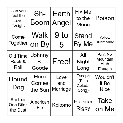 FIL Music Bingo Card