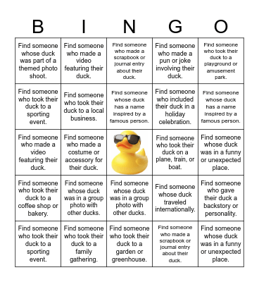 Traveling Duck: Teacher Edition Bingo Card