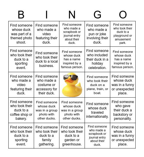 Traveling Duck: Teacher Edition Bingo Card