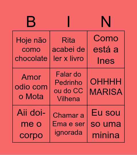 Joana Bingo Card