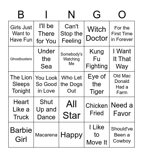 MUSIC BINGO Card