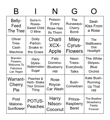Radio Bingo Green Thumb Bingo Card
