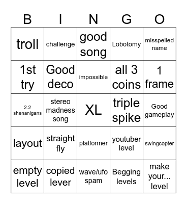 GD recent tab Bingo Card