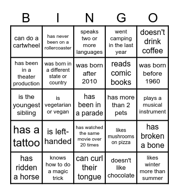 FIND SOMEONE WHO... Bingo Card