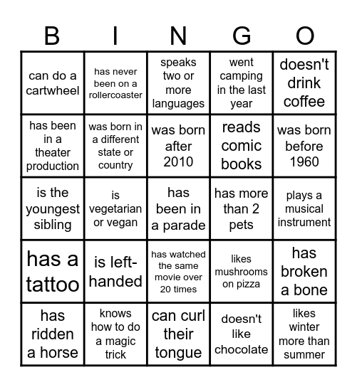 FIND SOMEONE WHO... Bingo Card