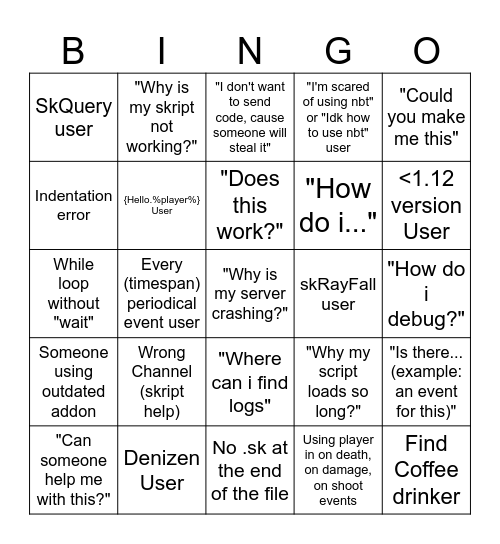 SKRIPT BINGO Card