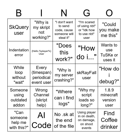 SKRIPT BINGO Card