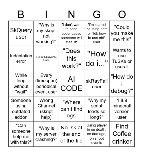 SKRIPT BINGO Card