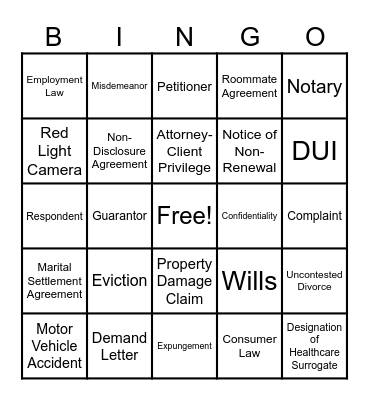 Rights, Rules & Rounds of Bingo Card