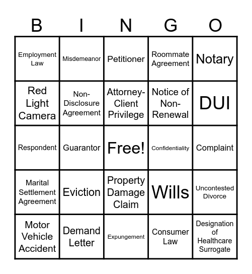 Rights, Rules & Rounds of Bingo Card