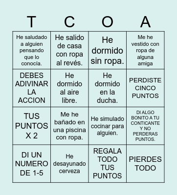 YO NUNCA, NUNCA HE ... Bingo Card