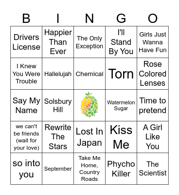 Pop Covers Bingo Card