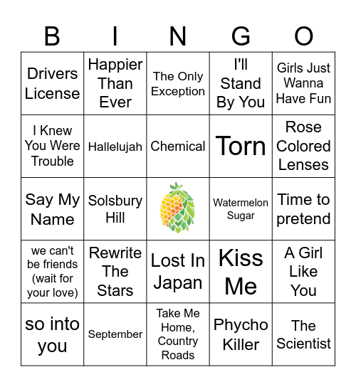 Pop Covers Bingo Card