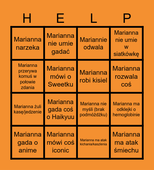 MARIANNA BINGO Card