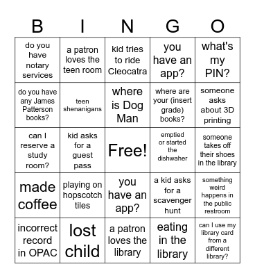Library Bingo Card