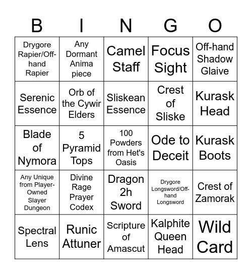 Desert Bingo Card