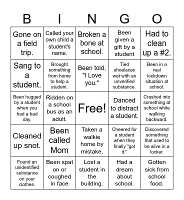 SE Paraprofessional BINGO Card