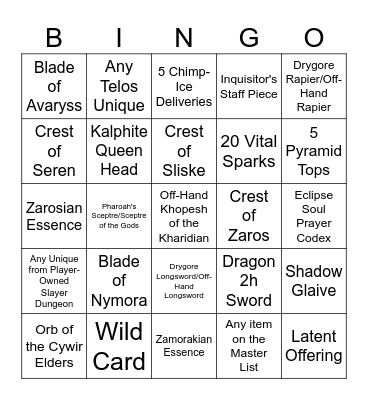 Desert Bingo Card