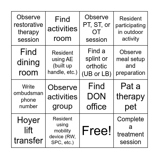 Hillcrest FWI Bingo Card