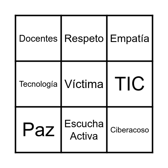 Tecnología para Prevenir la Violencia Escolar Bingo Card