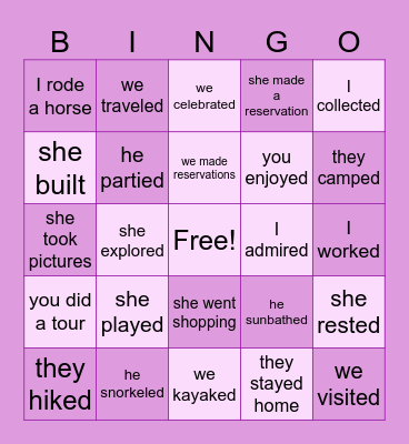 ¿Qué hiciste el verano? Bingo Card