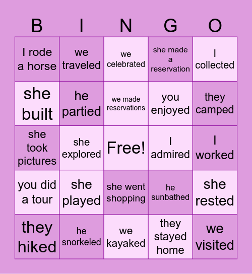 ¿Qué hiciste el verano? Bingo Card