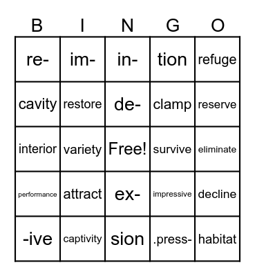 Helping our Feathered Friends Bingo Card